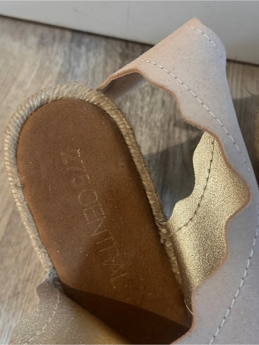 275 Central Scalloped Double-Strap Espadrille Wedge Sandals in Blush